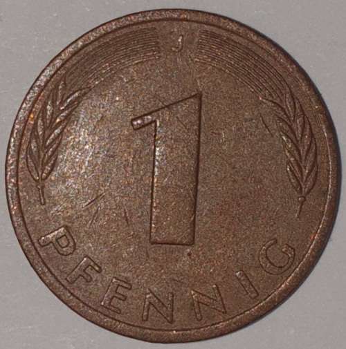1980 J - 1 PFENNIG - ONE PFENNIG - GERMANY - FEDERAL REPUBLIC - (Copper Plated Steel)